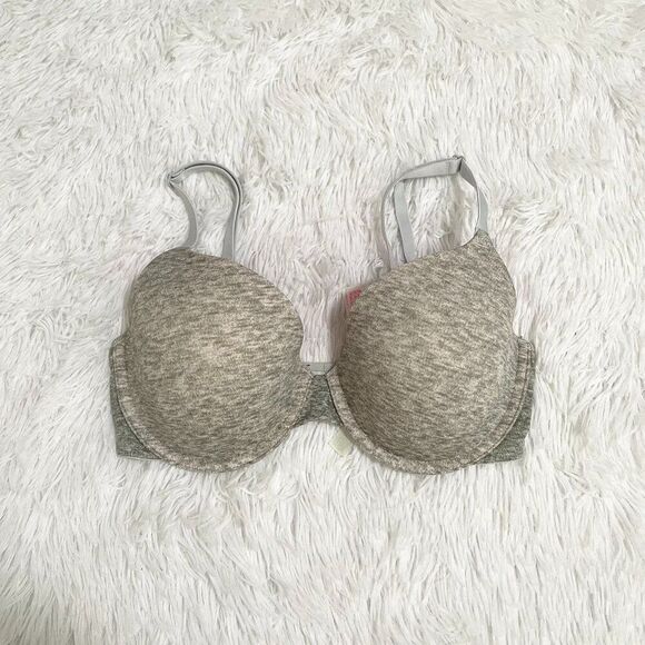 Women PINK Victoria's Secret Wear Everywhere Push Up Bra in Gray Size 32DD - Picture 1 of 11